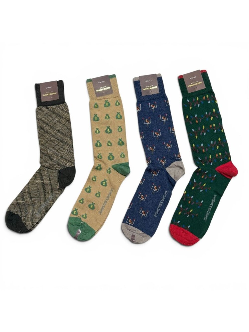 Lot of 4 NWT Johnston & Murphy Mens Patterned Dress Socks Fun Stylish Novelty